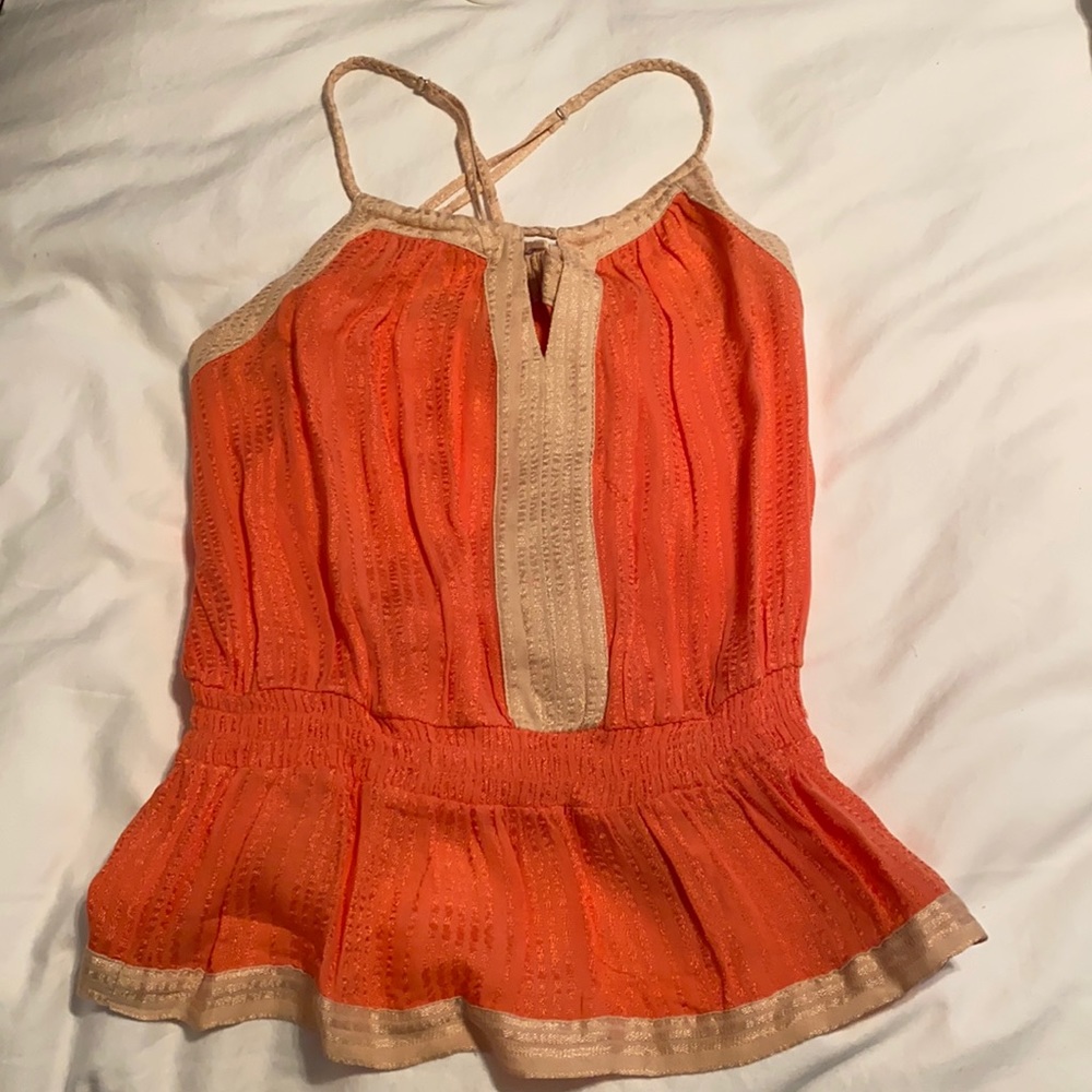 XS Guess blouse. Coral and tan